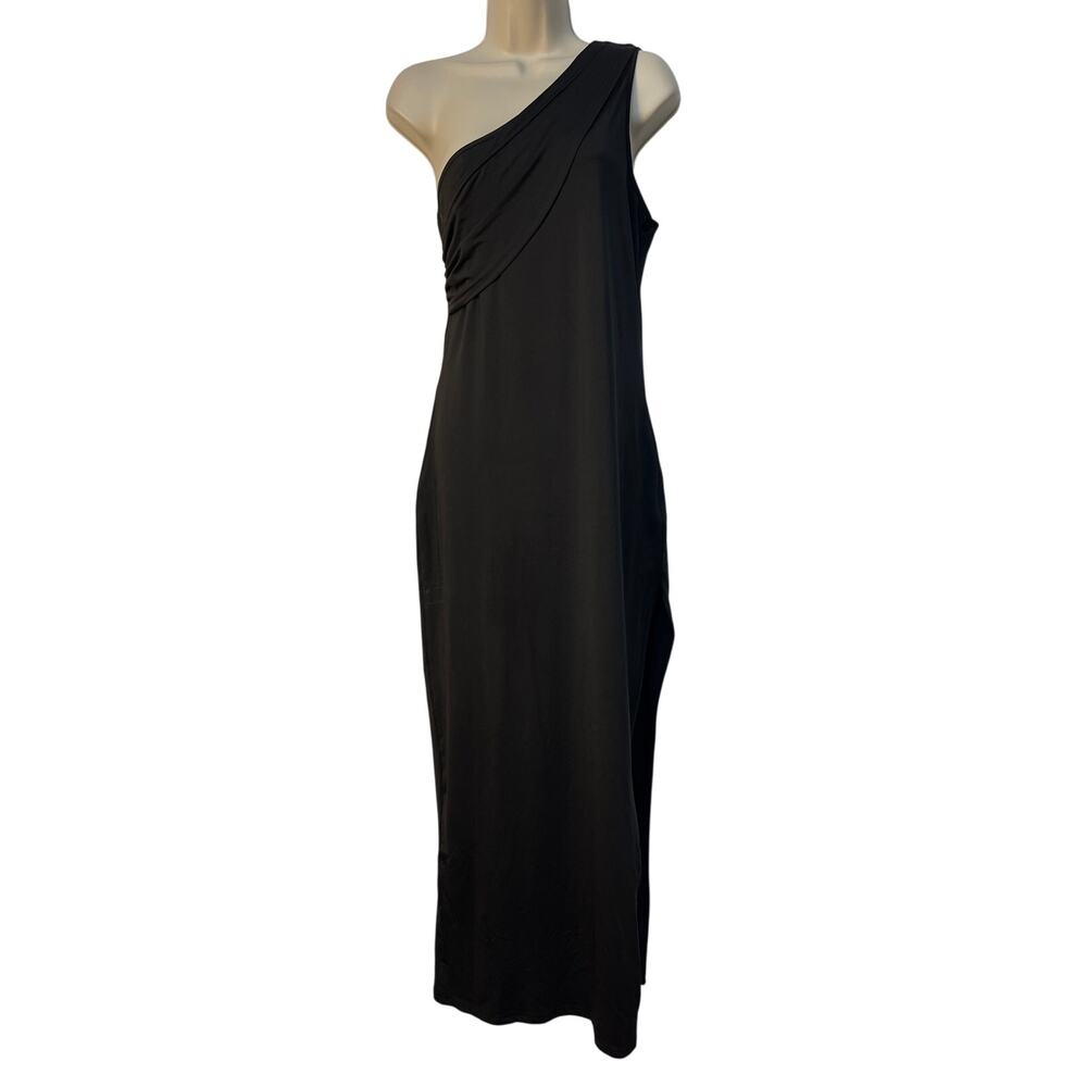 SHEIN One-Shoulder Fitted Stretchy Maxi Dress Black‎ Size L(8-10)